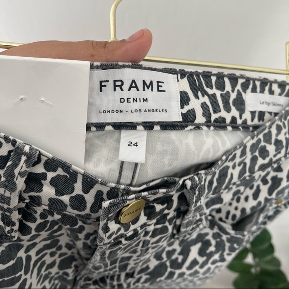 FRAME Denim Le High Animal Print Skinny Jeans In Noir Multi Sz 24 - Picture 7 of 10